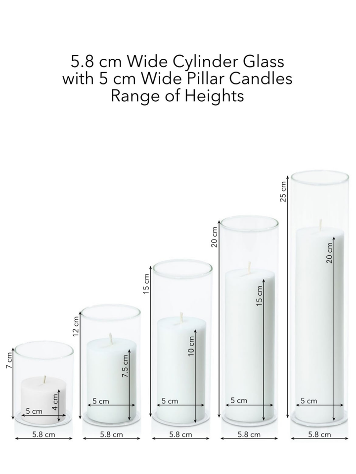 Capri 5cm Pillar in 5.8cm Glass Set - Sm Pack of 1