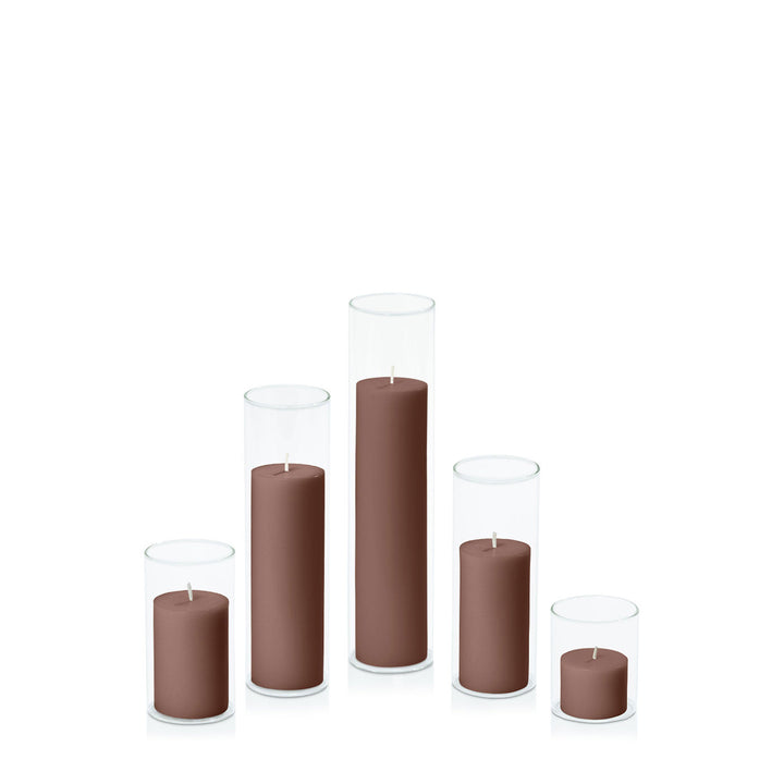 Chocolate 5cm Pillar in 5.8cm Glass Set - Sm Pack of 1