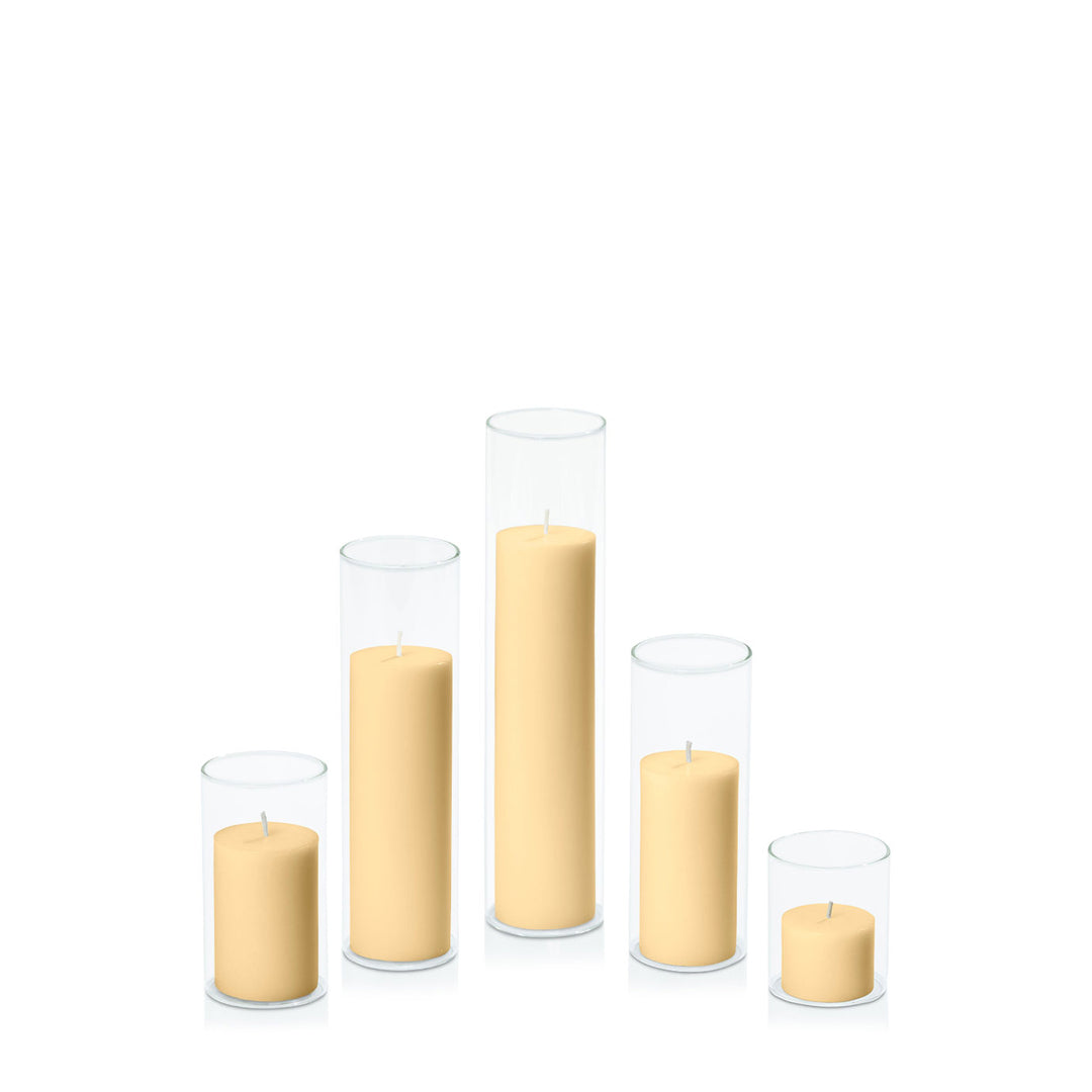 Gold 5cm Pillar in 5.8cm Glass Set - Sm Pack of 1