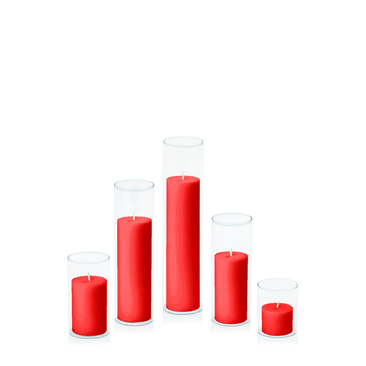 Scarlet 5cm Pillar in 5.8cm Glass Set - Sm Pack of 1