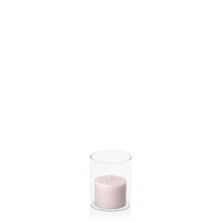 Antique Pink 5cm x 4cm Pillar in 5.8cm x 7cm Glass Pack of 1