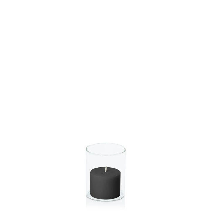 Black 5cm x 4cm Pillar in 5.8cm x 7cm Glass Pack of 1