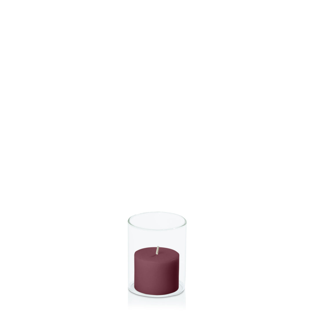 Burgundy 5cm x 4cm Pillar in 5.8cm x 7cm Glass Pack of 1