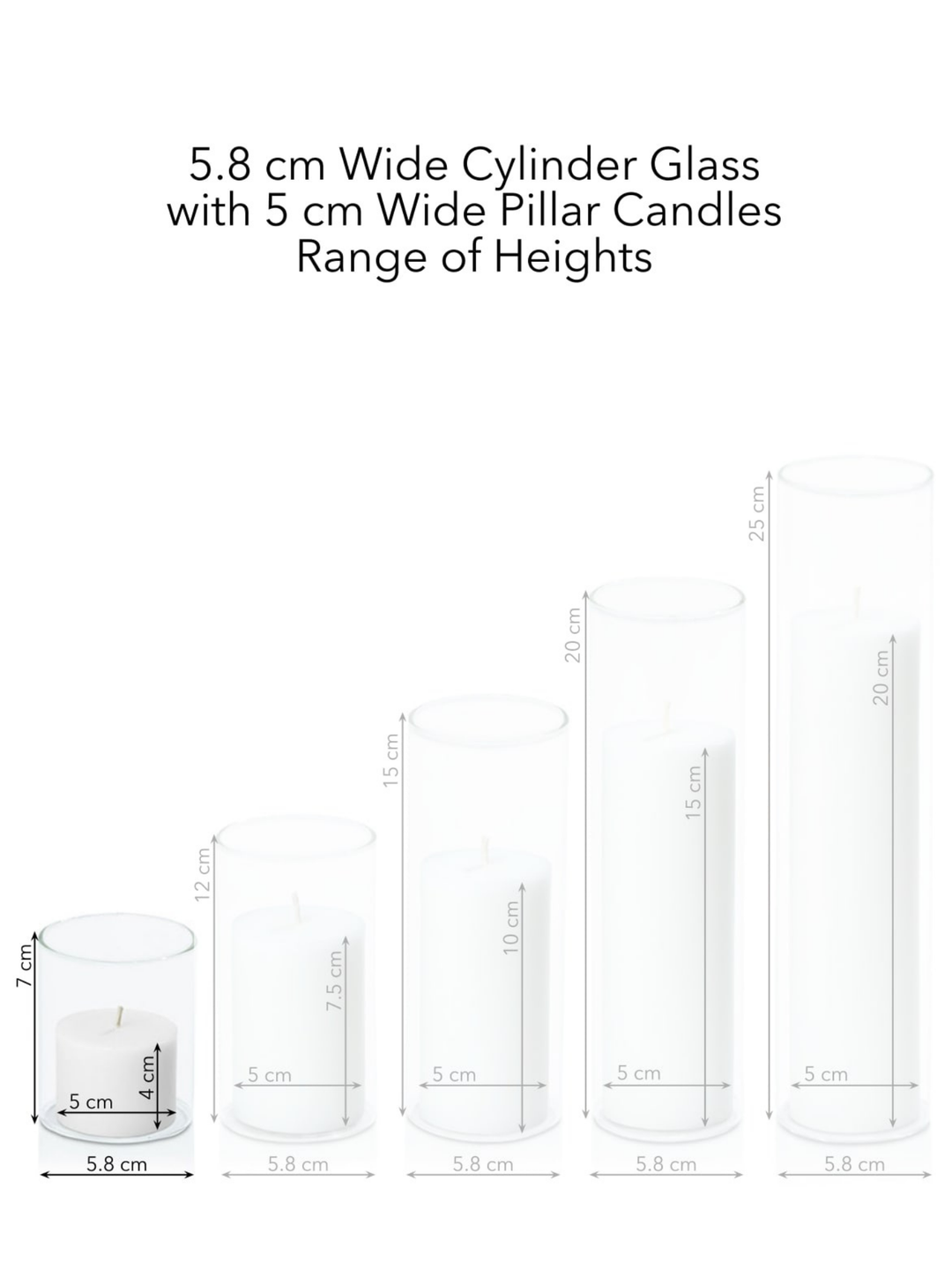 Capri 5cm x 4cm Pillar in 5.8cm x 7cm Glass Pack of 1