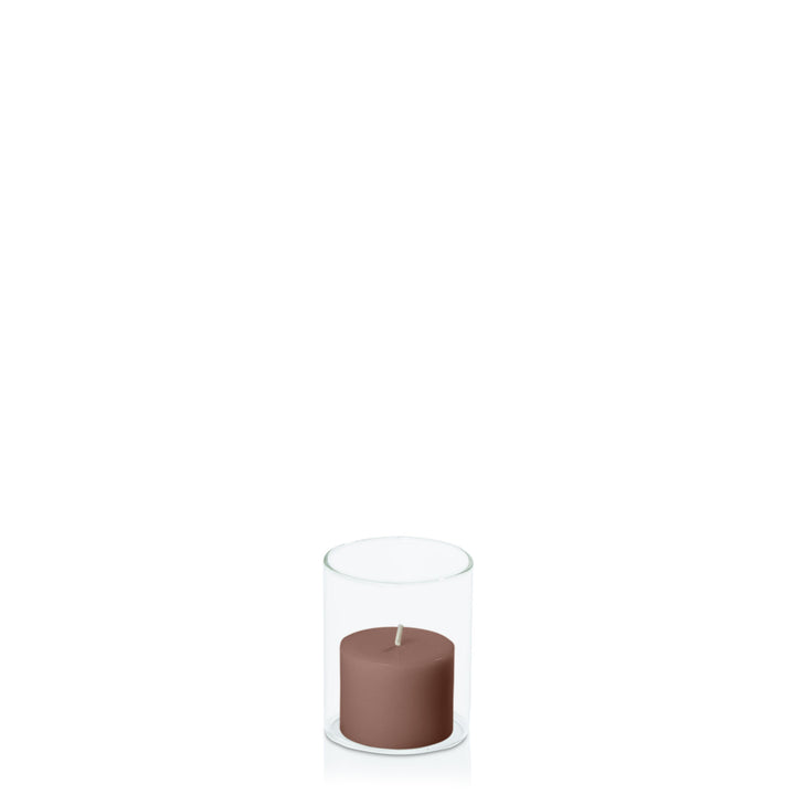 Chocolate 5cm x 4cm Pillar in 5.8cm x 7cm Glass Pack of 1