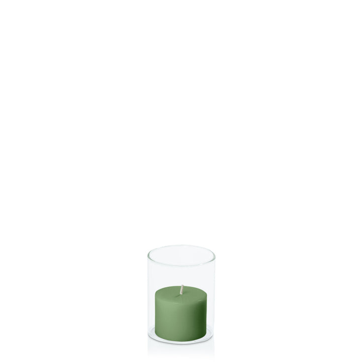 Green 5cm x 4cm Pillar in 5.8cm x 7cm Glass Pack of 1