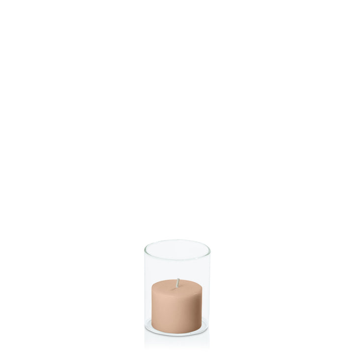 Latte 5cm x 4cm Pillar in 5.8cm x 7cm Glass Pack of 1