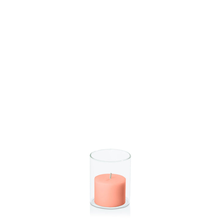 Peach 5cm x 4cm Pillar in 5.8cm x 7cm Glass Pack of 1