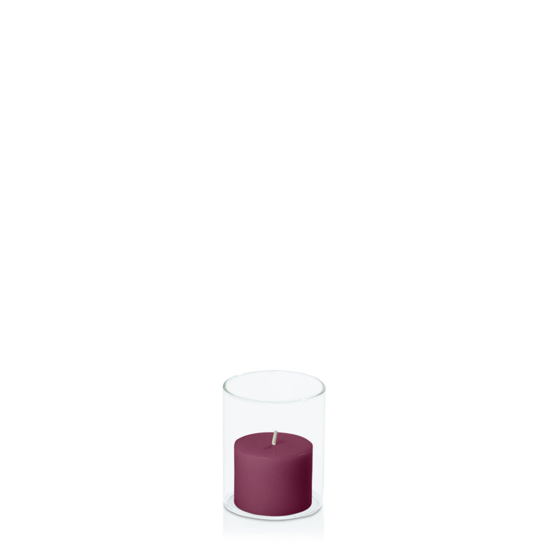 Plum 5cm x 4cm Pillar in 5.8cm x 7cm Glass Pack of 1