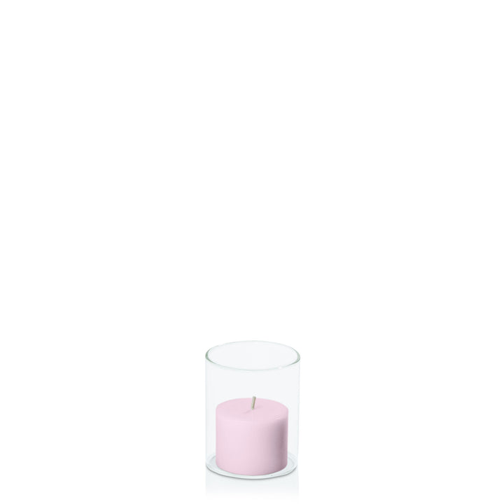 Pastel Pink 5cm x 4cm Pillar in 5.8cm x 7cm Glass Pack of 1