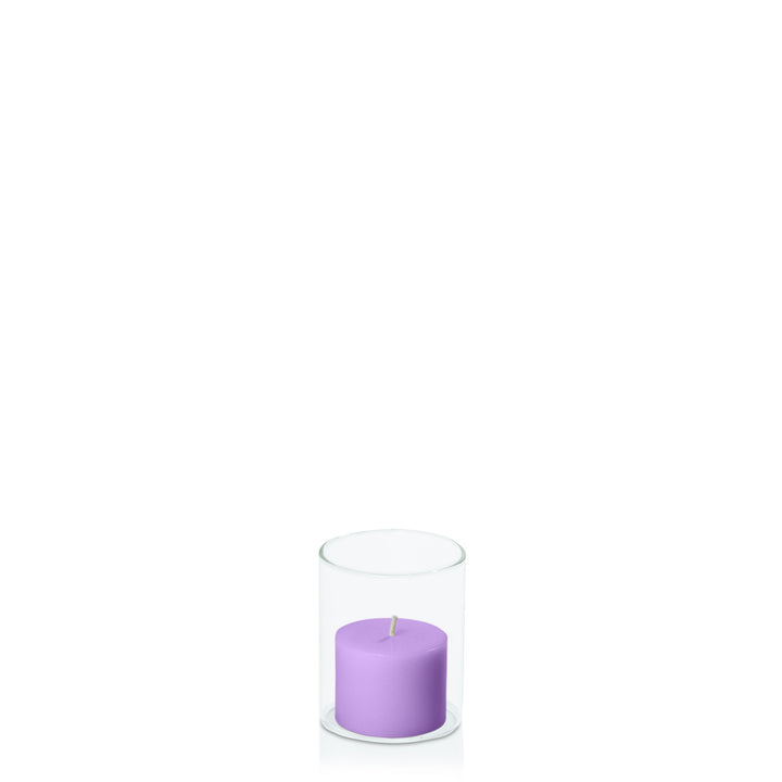 Purple 5cm x 4cm Pillar in 5.8cm x 7cm Glass Pack of 1