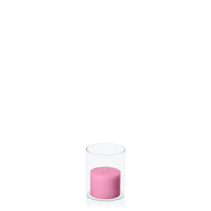 Rose Pink 5cm x 4cm Pillar in 5.8cm x 7cm Glass Pack of 1