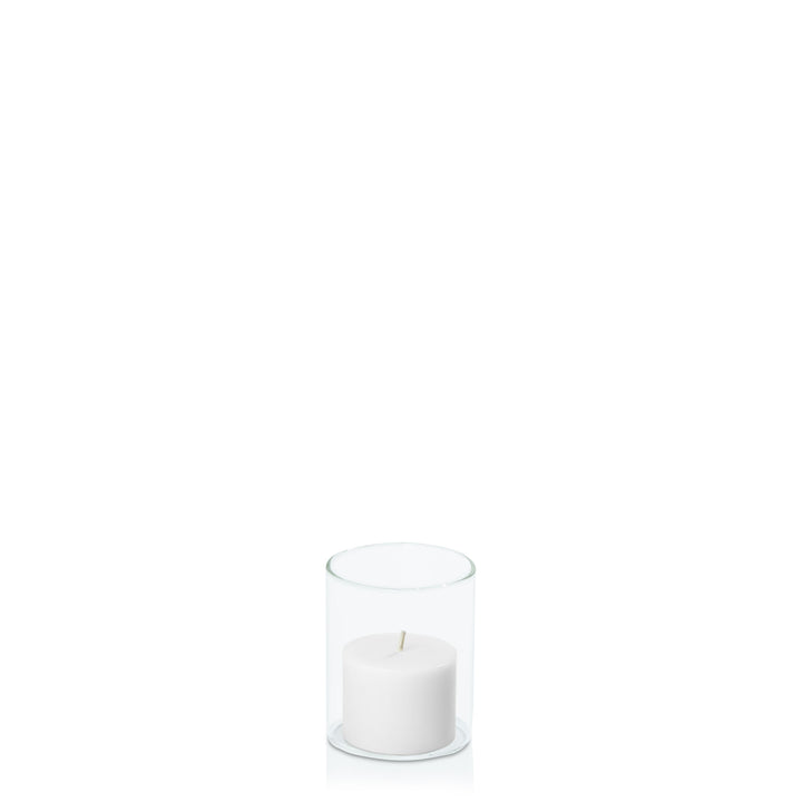 White 5cm x 4cm Pillar in 5.8cm x 7cm Glass Pack of 1