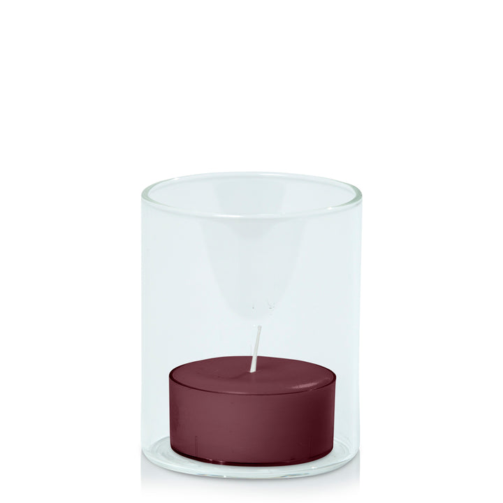 Burgundy Tealight in 5.8cm x 7cm Glass Pack of 24