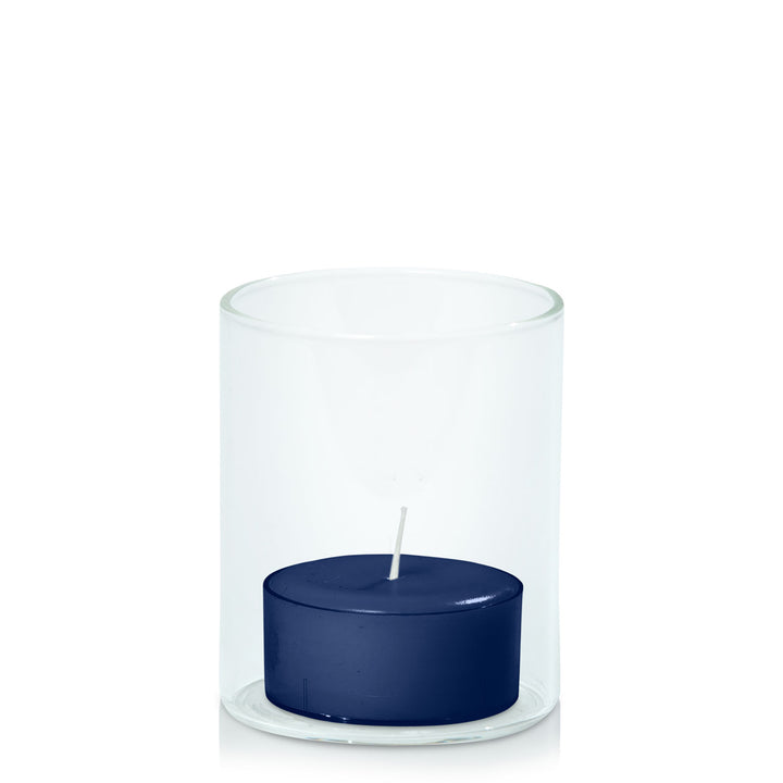 Navy Tealight in 5.8cm x 7cm Glass Pack of 24