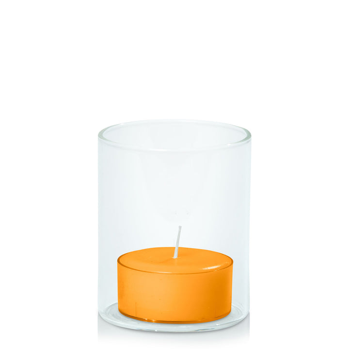 Orange Tealight in 5.8cm x 7cm Glass Pack of 24