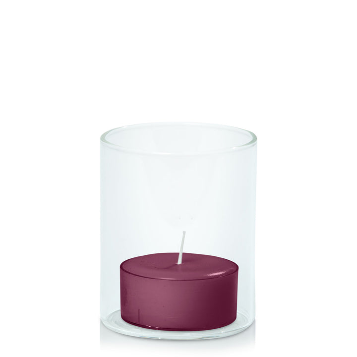 Plum Tealight in 5.8cm x 7cm Glass Pack of 24