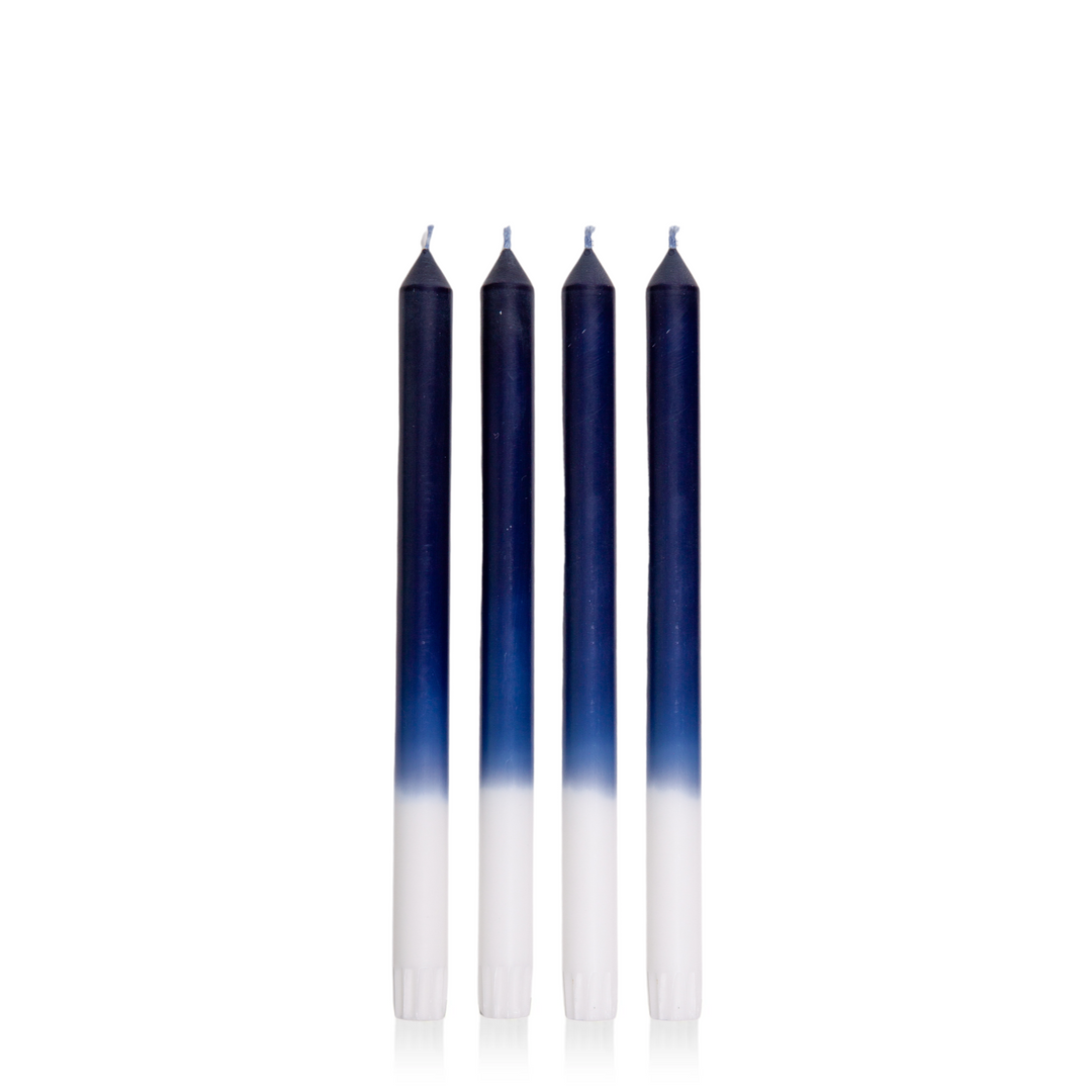 White & Sapphire 30cm Ombre Dinner Candles Pack of 4