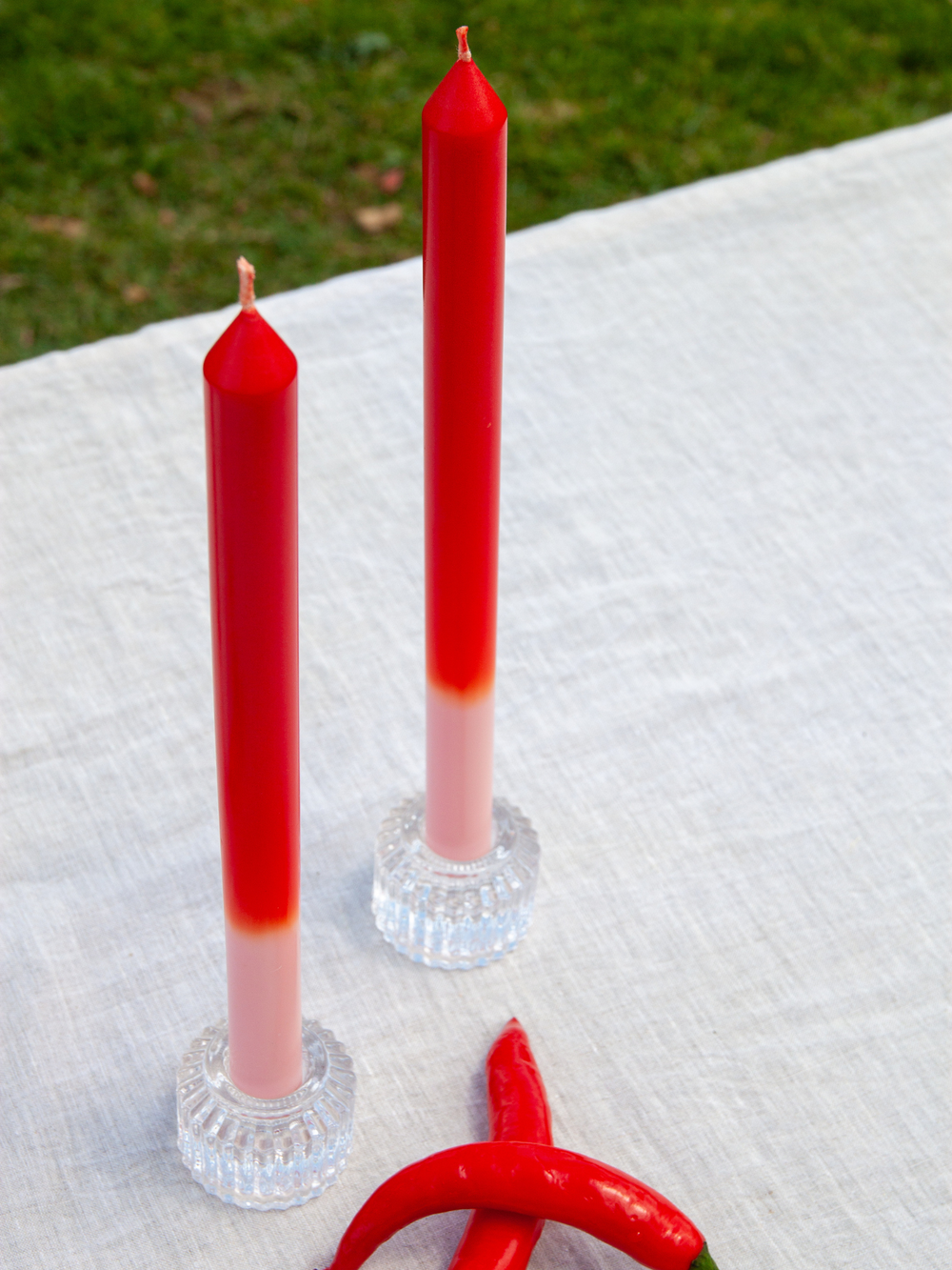 Blush Pink & Scarlet 30cm Ombre Dinner Candles Pack of 4