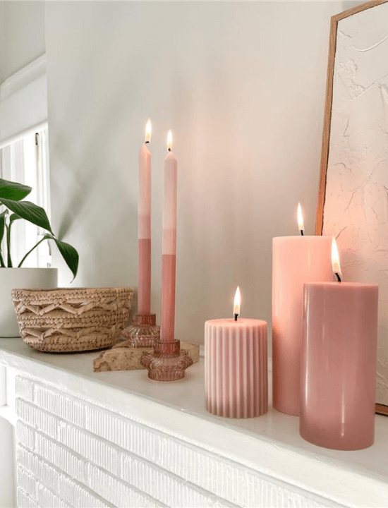 Pretty in Pink 30cm Layered Dinner Candles Pack of 4