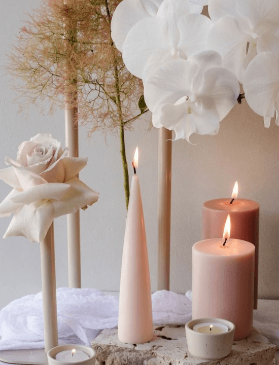 Heritage Rose 4.4cm x 25cm Cone Candle Pack of 1