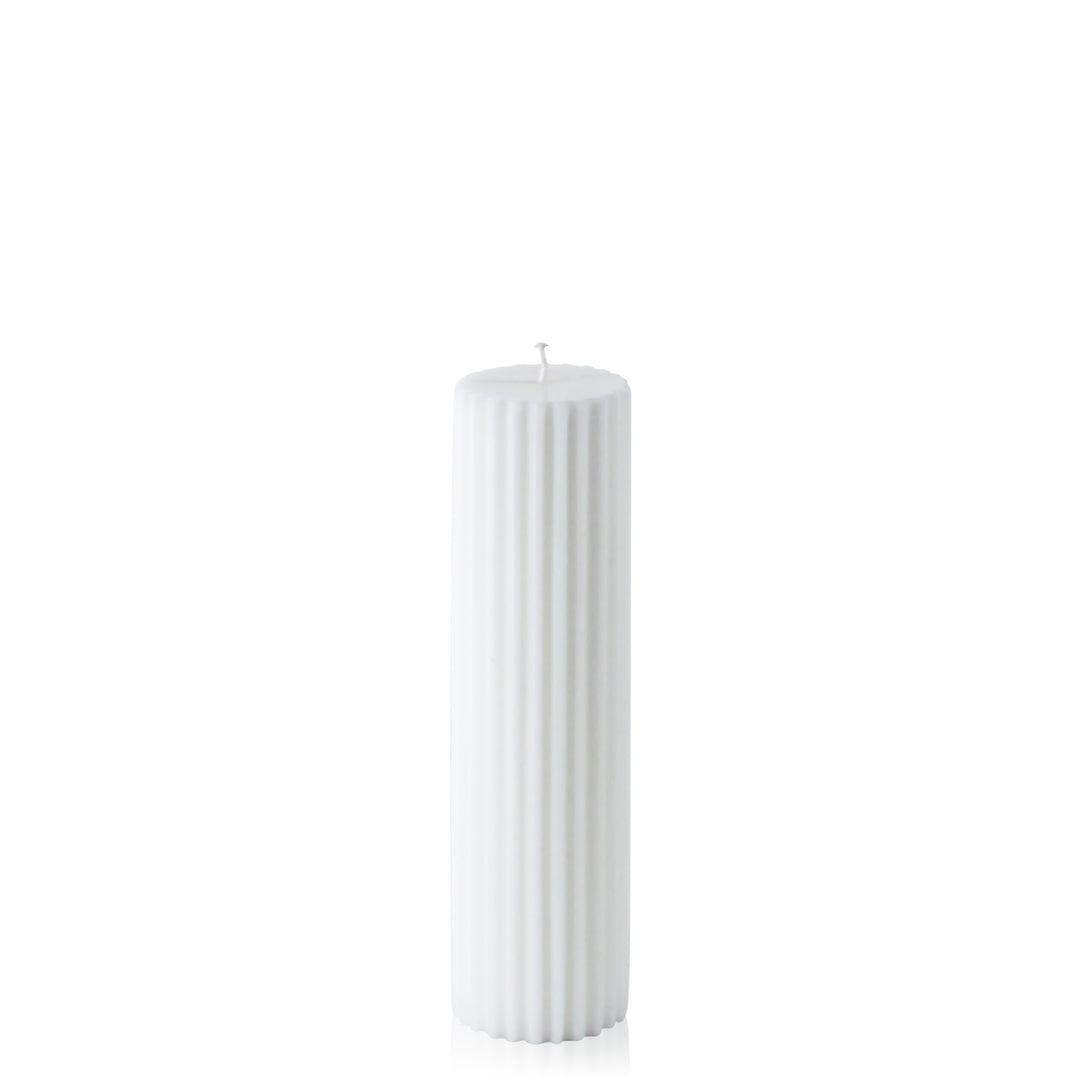 White 5cm x 20cm Fluted Pillar Pack of 1