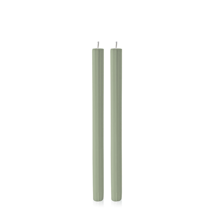 Pale Eucalypt 30cm Fluted Dinner Candles Pack of 2