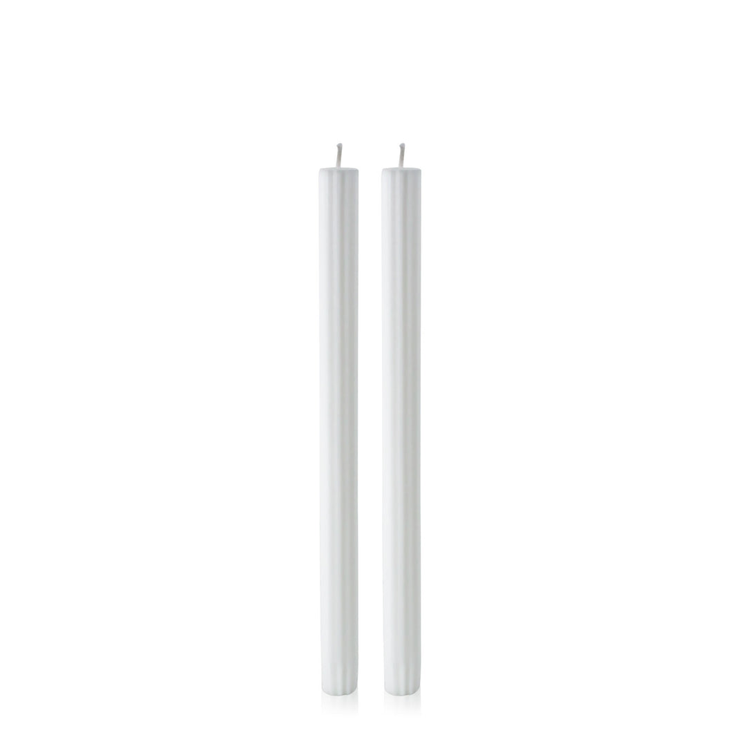 White 30cm Fluted Dinner Candles Pack of 2