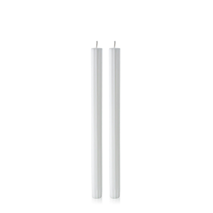 White 30cm Fluted Dinner Candles Pack of 2