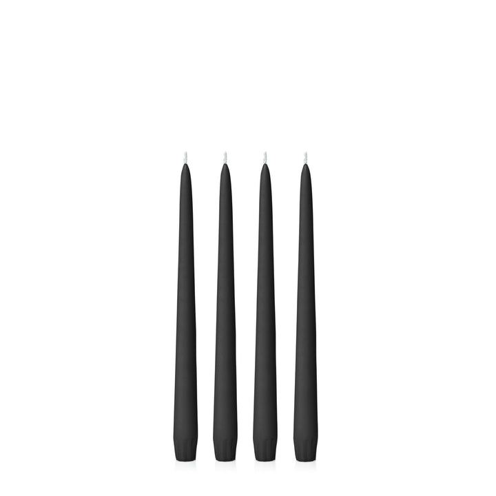 Black 25cm Taper Candles Pack of 4