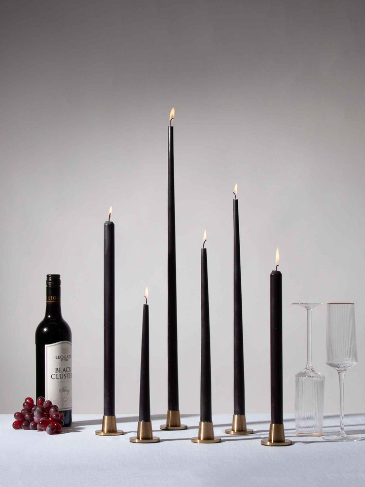 Black 25cm Taper Candles Pack of 4