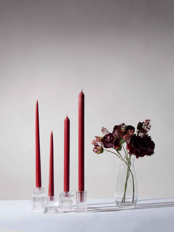 Burgundy 25cm Taper Candles Pack of 4