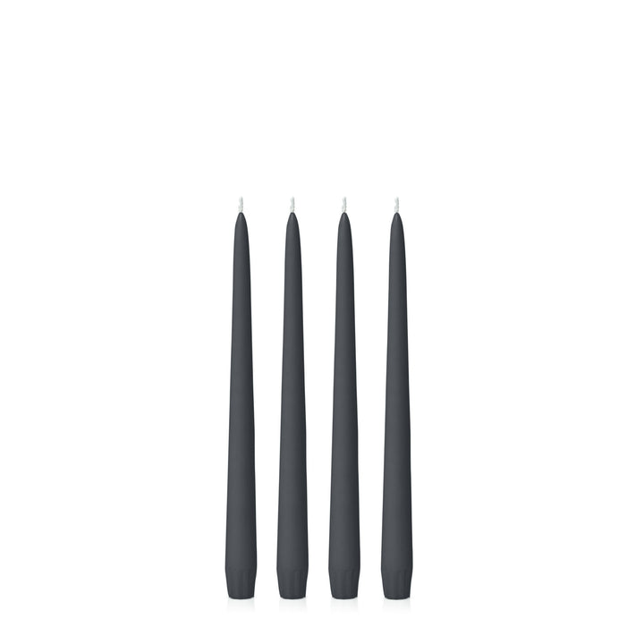 Charcoal 25cm Taper Candles Pack of 4