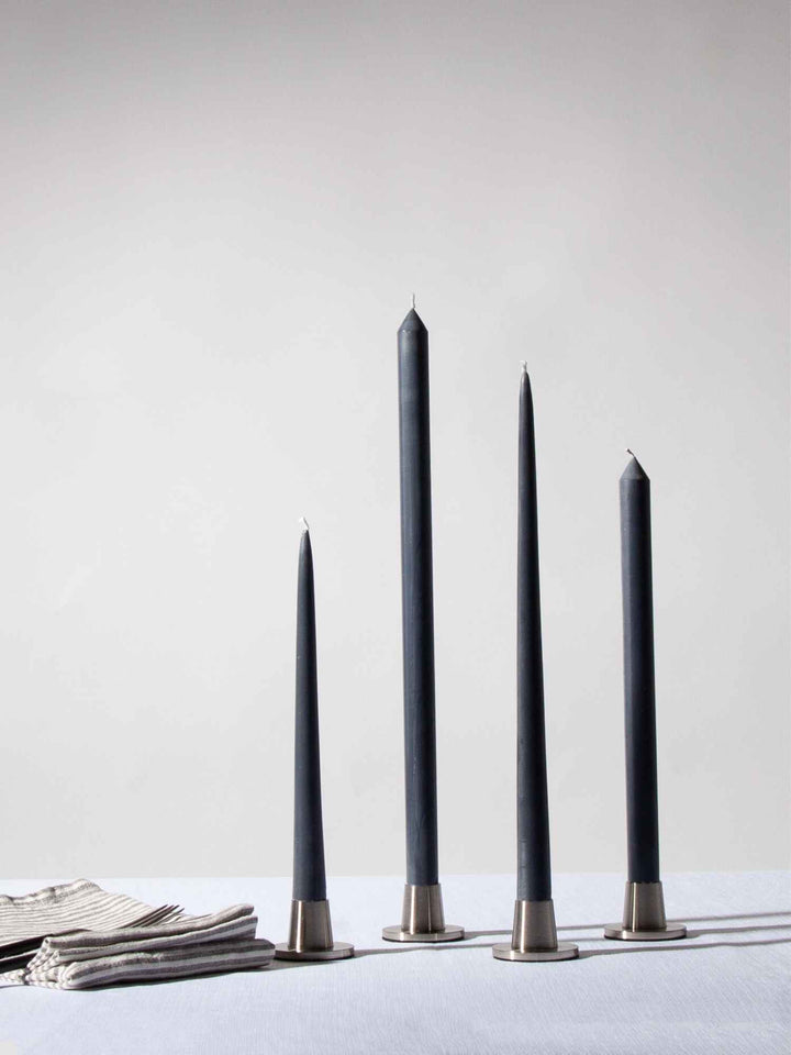 Charcoal 25cm Taper Candles Pack of 4