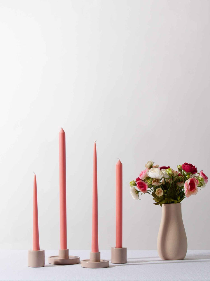 Coral Pink 25cm Taper Candles Pack of 4