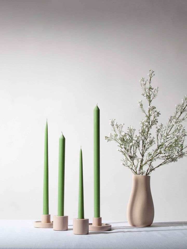 Green 25cm Taper Candles Pack of 4