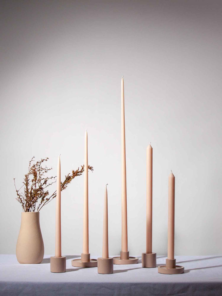 Nude 25cm Taper Candles Pack of 4