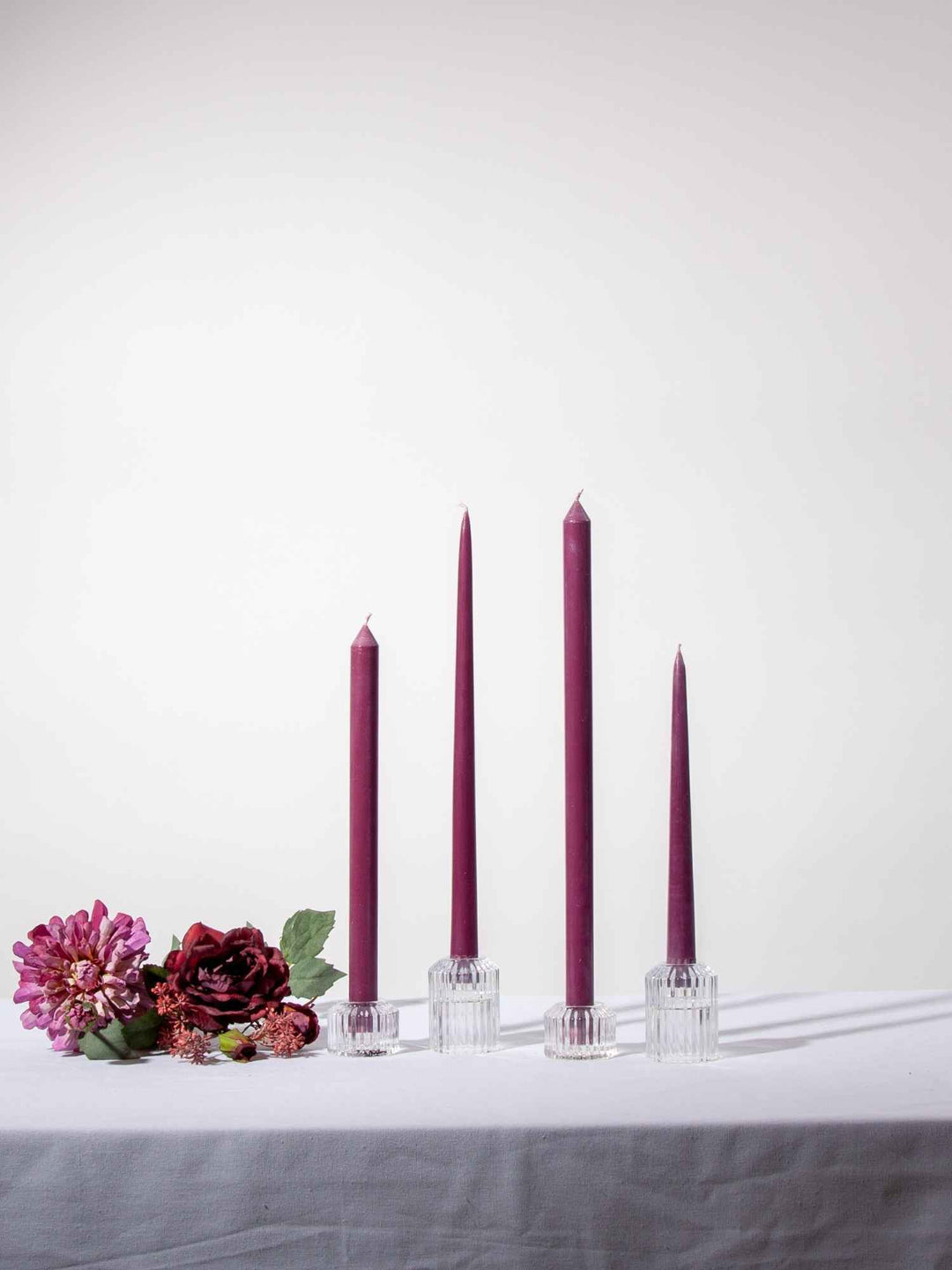 Plum 25cm Taper Candles Pack of 4