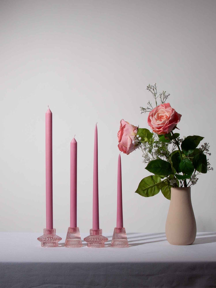 Rose Pink 25cm Taper Candles Pack of 4