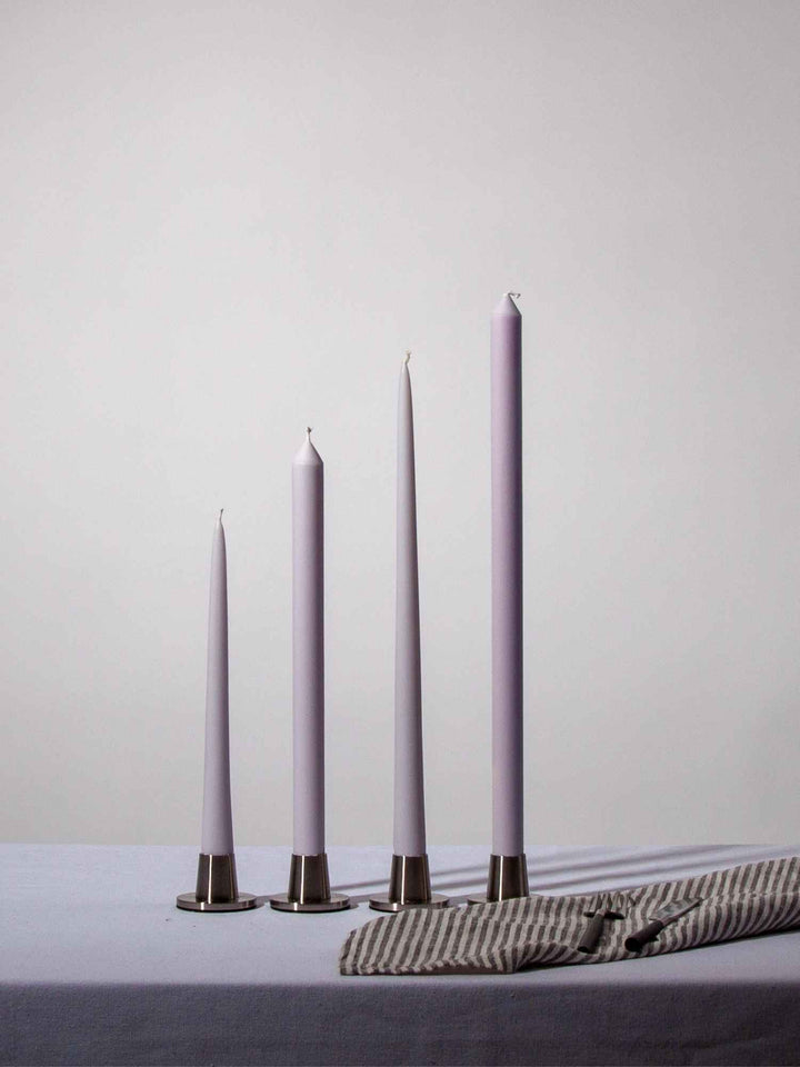 Silver Grey 30cm Dinner Candles Pack of 4