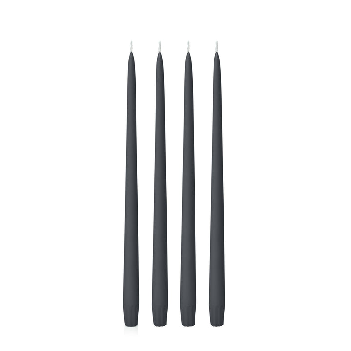 Charcoal 35cm Taper Candles Pack of 4