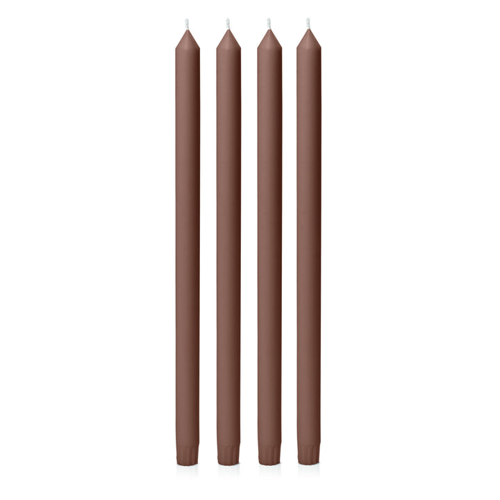 Chocolate 40cm Dinner Candles Pack of 4