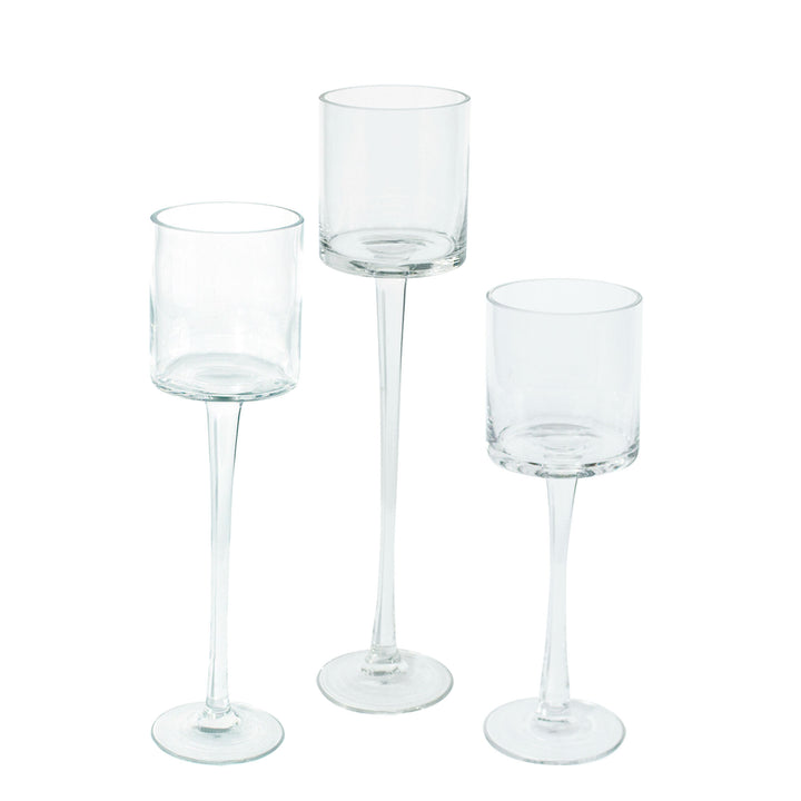 Clear 10cm Glass Holder with Stem Set Pack of 1