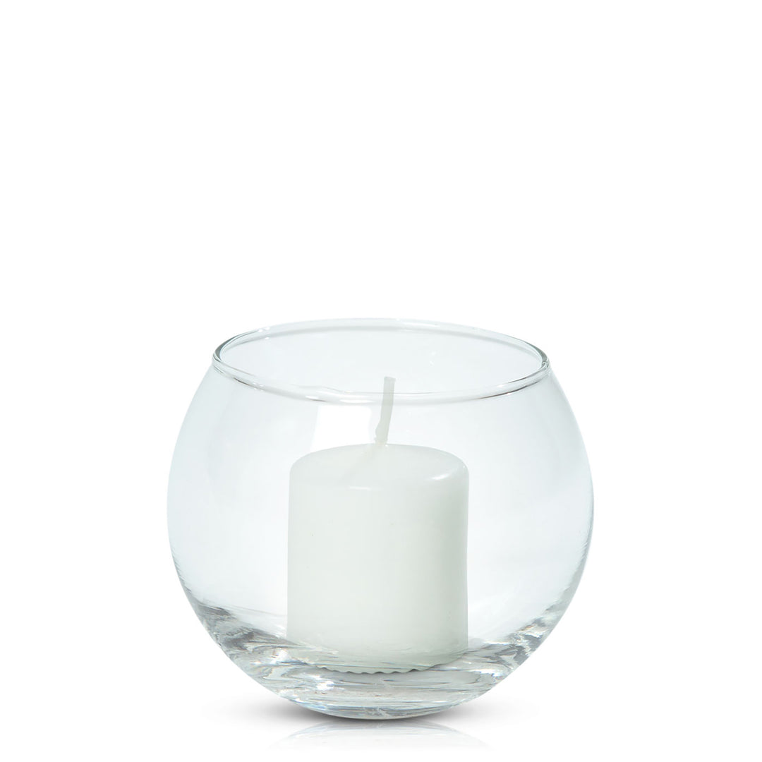 White Mini Event Pillar in Fishbowl Pack of 20