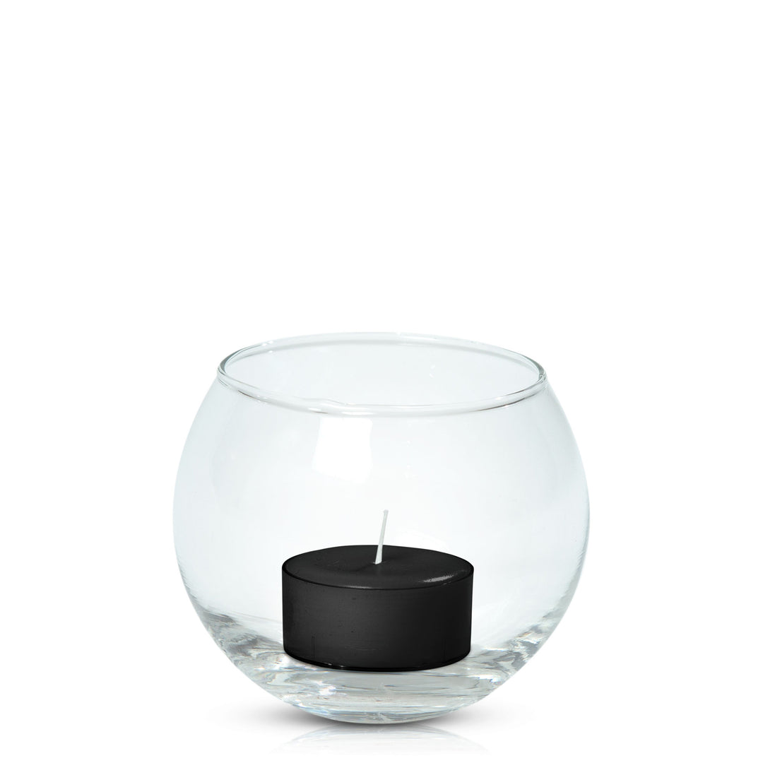 Black Tealight in Fishbowl Pack Pack of 24