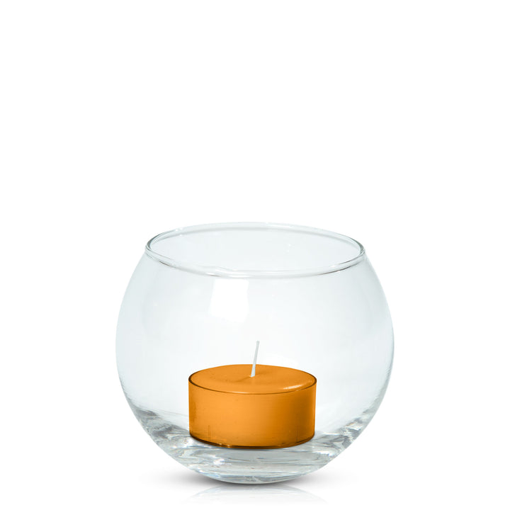 Orange Tealight in Fishbowl Pack Pack of 24