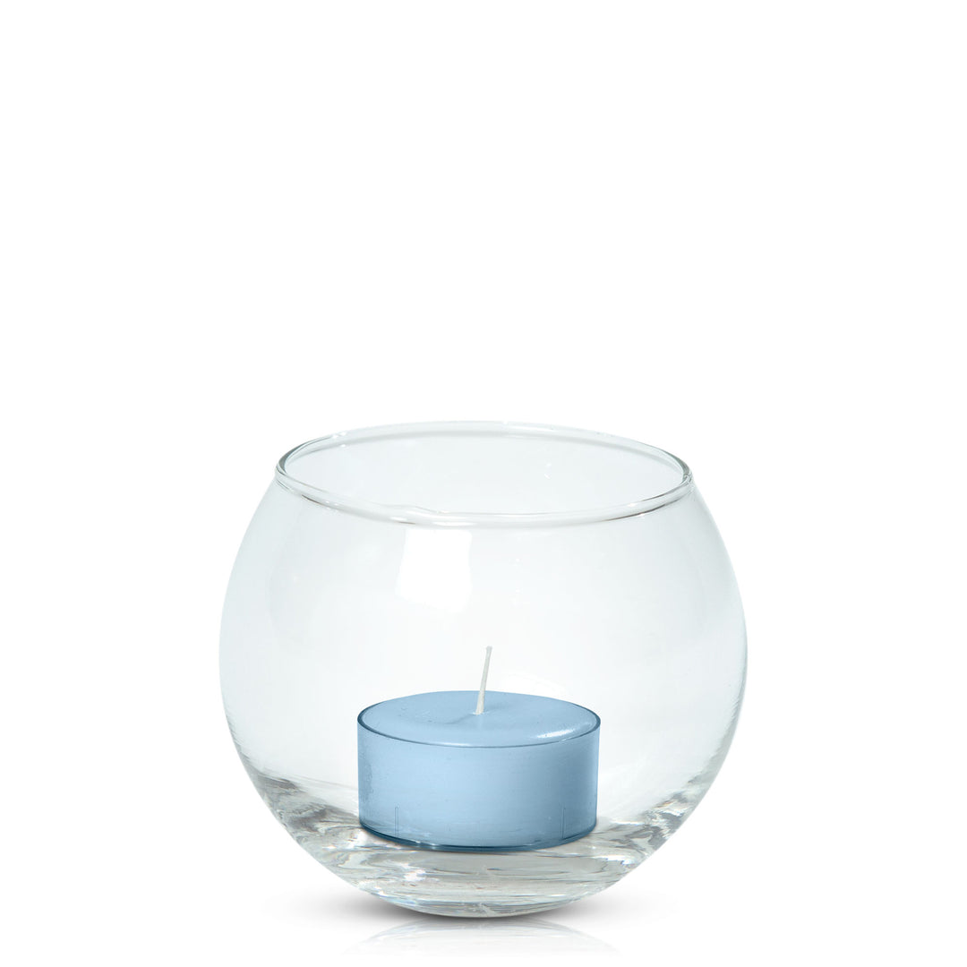 Pastel Blue Tealight in Fishbowl Pack Pack of 24