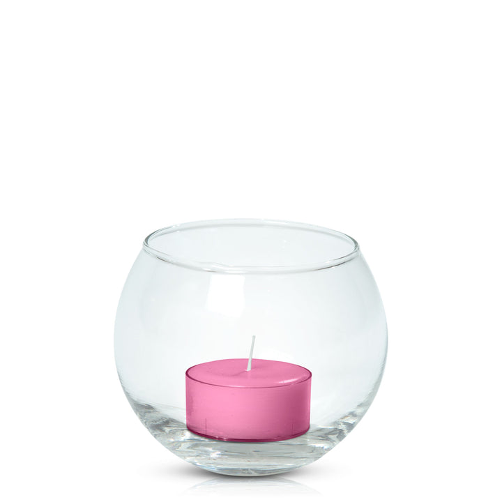 Rose Pink Tealight in Fishbowl Pack Pack of 24