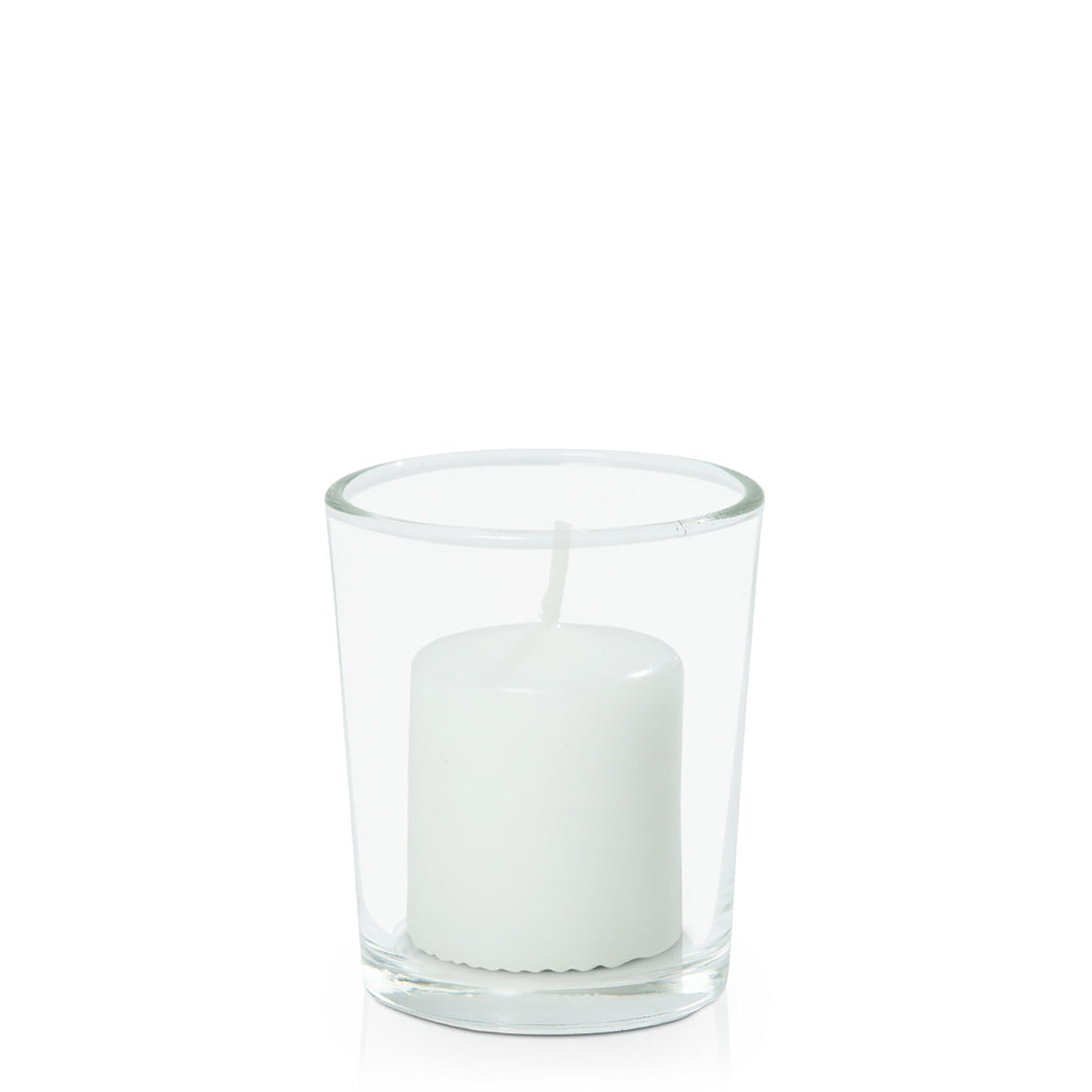 White Mini Event Pillar in Glass Votive Pack of 20