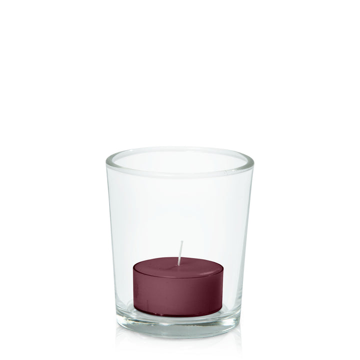 Burgundy Tealight in Glass Votive Pack Pack of 24